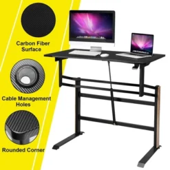 Costway Pneumatic Height Adjustable Standing Desk Sit To Stand Computer Desk Workstaion -Costway GUEST bb6f8b4b 3e76 411b 9291 b6a9c40888e5