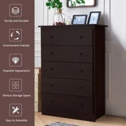 Costway 5 Drawer Dresser Functional Storage Organizer Closet -Costway GUEST bbd97dc0 ee5e 4d06 a564 f7b1f8854bd8