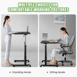 Costway Height Adjustable Computer Desk Sit To Stand Rolling Notebook Table Black -Costway GUEST bc2d3915 0cba 481b 9e18 cc5323123448