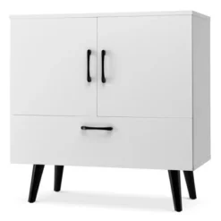 Costway Mid Century Storage Cabinet Accent Buffet Sideboard Entryway Kitchen White Brown -Costway GUEST bcc5a6e8 636e 4d2c 9f37 bcd05ba664ec