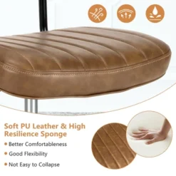 Costway PU Leather Office Chair Adjustable Swivel Task Chair W/ Backrest -Costway GUEST bcee096d a77a 43b8 a579 fe3cbff73aaa