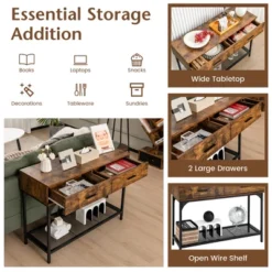 Costway Console CouchTable With 2 Drawers Metal Frame Entryway Table For Living Room -Costway GUEST bd202058 f9e2 4af6 a3be 92163480d981