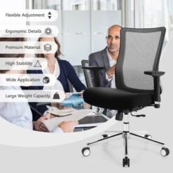 Costway Ergonomic Mesh Office Chair Sliding Seat Height Adjustable W/ Armrest -Costway GUEST bd347f7d 3107 419a a04d 38f767f38cf4