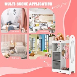 Costway Kids Dress Up Storage Hanging Armoire Dresser Costume Closet W/Mirror & Toy Bins -Costway GUEST bd6861aa 4450 439f a944 380664c9a5f9
