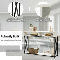 Costway Console Table With Open Shelf And Storage Compartments Steel Frame -Costway GUEST bd9345e7 195a 43c6 8c08 689083c61571