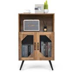 Costway 2-Door Kitchen Storage Bar Cabinet Buffet Sideboard W/ Wine Rack & Glass Holder -Costway GUEST bdc8fdc4 0047 483d 89ca 8f0330cb8184