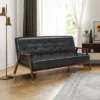 Costway 3-Seater Sofa PU Leather Sofa Couch W/ Rubber Wood Legs & Button Tufted Back -Costway GUEST bdcbb16e e841 492f be25 af410e5319fb