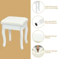 Costway Vanity Makeup Dressing Table Stool 4 Jewelry Wood Desk White -Costway GUEST bdf5537b 0631 43bf 9711 f719c7afd6ec