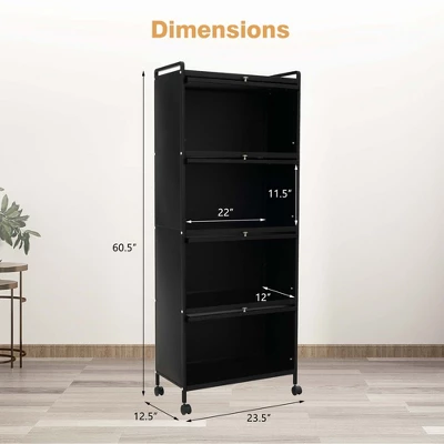 Costway 5-Tier Kitchen Baker's Rack Storage Cabinet Mobile Microwave Stand Flip-up Doors 4 Costway 5-Tier Kitchen Baker's Rack Storage Cabinet Mobile Microwave Stand Flip-up Doors - Image 2