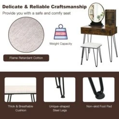 Costway Vanity Table Set Lighted Mirror Storage Drawer Shelf Cushion Stool 18 Costway Vanity Table Set Lighted Mirror Storage Drawer Shelf Cushion Stool -Costway GUEST be9593c1 901c 4fe9 b748 ddd7a8d6de0d