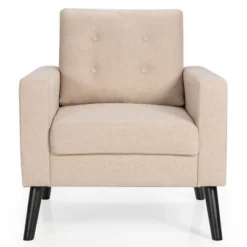 Modern Accent Armchair Upholstered Single Sofa Chair W/ 2-Side Pockets NavyBeigeGrey -Costway GUEST bebe4ff1 4abc 4c67 a3e8 fea0e29ed10e
