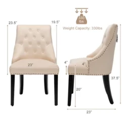 Costway Set Of 2 Button-Tufted Dining Chair Upholstered Armless Side Chair