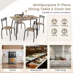 Costway 5PCS Dining Table Set 4 Chairs Wood & Metal Frame Space-saving Kitchen Furniture 15 Costway 5PCS Dining Table Set 4 Chairs Wood & Metal Frame Space-saving Kitchen Furniture -Costway GUEST bed8712f 4501 44c3 9251 b025a09d9464
