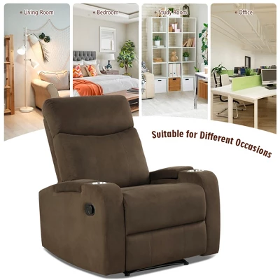 Costway Recliner Chair Single Sofa Lounger With Arm Storage & Cup Holder CoffeeGreyBrown 5 Costway Recliner Chair Single Sofa Lounger With Arm Storage & Cup Holder CoffeeGreyBrown - Image 3