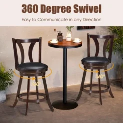 Costway Set Of 4 Swivel Bar Stool 24'' Counter Height Leather Padded Dining Kitchen Chair -Costway GUEST befb83cd ec41 400c a9fd 77d5f4538dd9