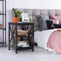 Costway 2PCS 3-Tier Nightstand End Table Storage Display Shelf Living Room Furni Black 18 Costway 2PCS 3-Tier Nightstand End Table Storage Display Shelf Living Room Furni Black -Costway GUEST bf17a41f fa51 47c9 94c1 2a3afd99a523