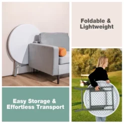 Costway 32'' Round Folding Table Portable & Lightweight Table For Indoor & Outdoor Use White 14 Costway 32'' Round Folding Table Portable & Lightweight Table For Indoor & Outdoor Use White -Costway GUEST bf17eedb 88a7 4954 8c89 e5e5b3614c40