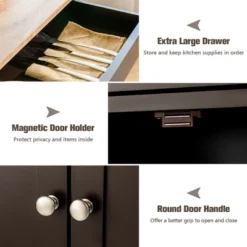 Costway Rolling Kitchen Island Serving Cart Storage Cabinet W/ Wine Rack -Costway GUEST bf360a3d a94e 4abd 9aac 2da32539cc93