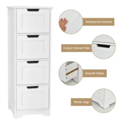 Costway Bathroom Floor Cabinet Free-Standing Side Storage Organizer W/ 4 Drawers -Costway GUEST bf3fa757 4d1d 487a 9928 8a5770d0ade0