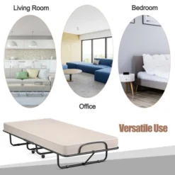 Costway Folding Bed With Memory Foam Mattress Portable Rollaway Guest Cot Memory Foam Beige Made In Italy -Costway GUEST bf494db7 c393 4b40 90e0 1f2a55fe69f4