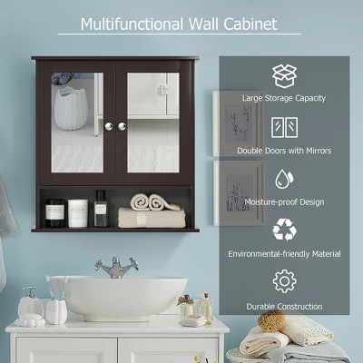 Costway Wall Mount Mirror Cabinet 3 Costway Wall Mount Mirror Cabinet
