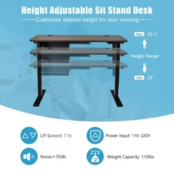 Costway 48'' Electric Standing Desk Height Adjustable W/ Control Panel & USB Port RusticWalnut -Costway GUEST bf6a9bc3 d5a7 48b1 a97e 5e2db8bab1b8