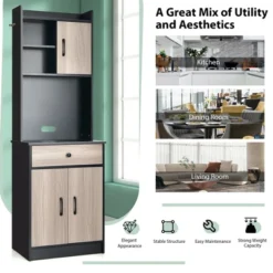 Costway 3-Door 71'' Kitchen Buffet Pantry Storage Cabinet W/Hutch Adjustable Shelf Black 13 Costway 3-Door 71'' Kitchen Buffet Pantry Storage Cabinet W/Hutch Adjustable Shelf Black -Costway GUEST bf85685f 3cbb 417a ae90 3b8d0803a3ea