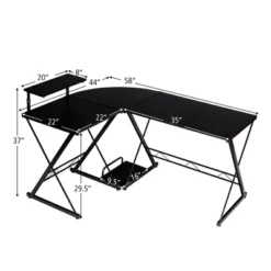 Costway 58'' X 44'' L-Shaped Computer Gaming Desk W/ Monitor Stand & Host Tray Home Office 16 Costway 58'' X 44'' L-Shaped Computer Gaming Desk W/ Monitor Stand & Host Tray Home Office -Costway GUEST bfa55adb 0061 4e2b 9b8a 972aefcc6e44