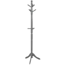 Costway Coat Rack Wooden Hall Tree 2 Adjustable Height W/ 9 Hooks WalnutBlack Grey -Costway GUEST bfbc3a46 82c6 4033 a622 6d4c44de2eb9