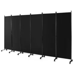 Costway 6-Panel Folding Room Divider 6FT Rolling Privacy Screen With Lockable Wheels Black/Brown/Grey/White -Costway GUEST bfc49b92 0339 4f45 8ebb ac555f9cd0bc