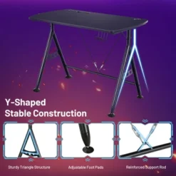 Costway Y-shaped Gaming Desk Home Office Computer Table W/ Phone Slot & Cup Holder -Costway GUEST c00e22c4 84c5 41d1 b651 b9795f54be05