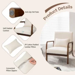 Costway Modern Accent Chair Leisure Armchair With Rubber Wood Frame & Lumbar Pillow Gray/Beige 17 Costway Modern Accent Chair Leisure Armchair With Rubber Wood Frame & Lumbar Pillow Gray/Beige -Costway GUEST c0335593 6652 4475 b08a 5cf1416bddb9