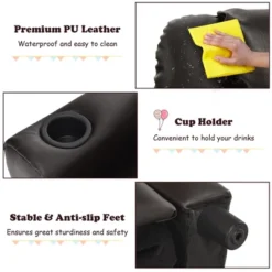 Costway Kids Recliner Chair PU Leather Armrest Sofa W/Footrest Cup Holder BeigeBrown -Costway GUEST c05cdb90 a8b3 4f2e 93dd 0212e1d1d58c