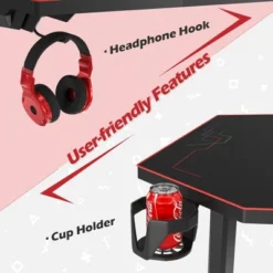 Costway 55'' Gaming Desk T-shaped Computer Desk W/ Full Mouse Pad & LED Lights -Costway GUEST c068fd11 0fe4 4317 be22 c81229477340