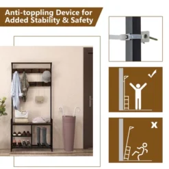 Costway 71'' Coat Rack Hall Tree With Shoe Bench Industrial Entryway Storage Shelf With Hooks 18 Costway 71'' Coat Rack Hall Tree With Shoe Bench Industrial Entryway Storage Shelf With Hooks -Costway GUEST c08f950b 7dd1 4939 8565 3d2d6ccdc362