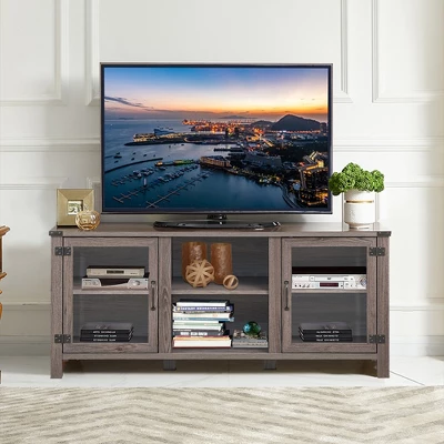 Costway TV Stand Entertainment Center For TV's Up To 65'' W/ Storage Cabinets Deep Taupe 5 Costway TV Stand Entertainment Center For TV's Up To 65'' W/ Storage Cabinets Deep Taupe - Image 3