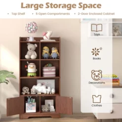 Costway 4-Tier Bookshelf 2-Door Storage Cabinet With4 Cubes Display Shelf For Home Office -Costway GUEST c0a2ee64 6f3c 44ea aca1 fe94a3469ade