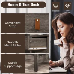 Costway Mid Century Computer Desk Home Office Study Table Laptop Workstation With2 Drawers -Costway GUEST c0d2d9e5 6ec9 47e7 8439 670f92ade89a