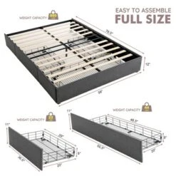 Costway Platform Bed Frame With 3 Storage Drawers Mattress Foundation Grey 14 Costway Platform Bed Frame With 3 Storage Drawers Mattress Foundation Grey -Costway GUEST c0f85a8d 233d 4f62 96b0 7170c0eb1222