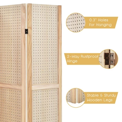 Costway 4-Panel Pegboard Display 5' Tall Folding Privacy Screen Craft Display 5 Costway 4-Panel Pegboard Display 5' Tall Folding Privacy Screen Craft Display - Image 3