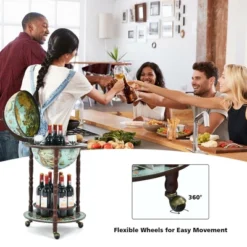 Costway 17'' Globe Wine Kitchen Stand 16th Century Italian Map Liquor Bottle Shelf Cart -Costway GUEST c1236a83 e06c 40a4 91b1 4af90f13842b