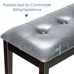 Costway Upholstered Dining Bench W/Padded Seat For Kitchen Bedroom Entryway Grey -Costway GUEST c1237eb0 4b92 4f56 9923 91d6fd967a16