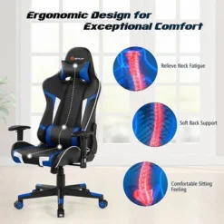 Costway Z-Shaped Racing Style Desk & Massage Gaming Chair Set For Home Office -Costway GUEST c17c16d5 125f 4be0 90c4 209be06fc8c6