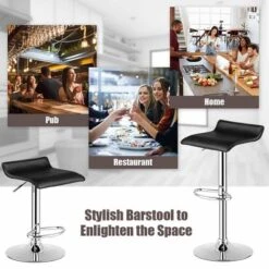 Costway Set Of 2 Swivel Bar Stool PU Leather Adjustable Kitchen Counter Bar Chairs Black Low Back -Costway GUEST c17d3e58 1a7f 4598 ab00 b9ff9bf39ada