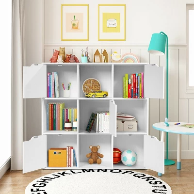 Costway 9 Cube Bookcase Cabinet Wood Bookcase Storage Shelves Room Divider Organization 5 Costway 9 Cube Bookcase Cabinet Wood Bookcase Storage Shelves Room Divider Organization - Image 3
