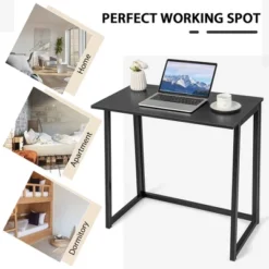 Costway Folding Computer Desk No Assembly Study Writing Table For Small Spaces Walnut/Black/Brown/White -Costway GUEST c19ff763 7828 4de9 884a ab8ed81e7b88