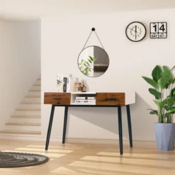 Costway 48'' Industrial Console Table With Storage Drawers Open Shelf Entryway -Costway GUEST c1b20037 22aa 446b b67d 86cd3b2ca3ae