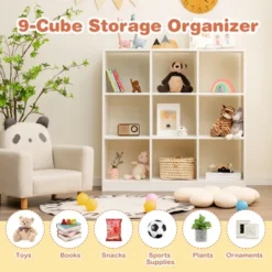 Costway Kids Toy Storage Organizer 9-Cube Kids Bookcase For Books Toys Ornaments -Costway GUEST c1ce44a6 7502 41f3 b8c5 922e31d8e231