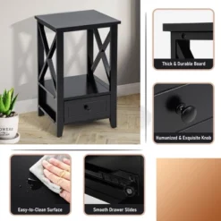 Costway Modern Nightstand With Bottom Drawer Storage Shelf Small Side End Table WhiteBlack 18 Costway Modern Nightstand With Bottom Drawer Storage Shelf Small Side End Table WhiteBlack -Costway GUEST c22dd686 e1b8 4fa8 b26c 79dbffa5b99b