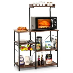 Costway 4-Tier Vintage Kitchen Baker's Rack Utility Microwave Stand W/ Basket & 5 Hooks 27 Costway 4-Tier Vintage Kitchen Baker's Rack Utility Microwave Stand W/ Basket & 5 Hooks -Costway GUEST c22f3dd9 3743 4b31 b5ff 30a9ffbae158